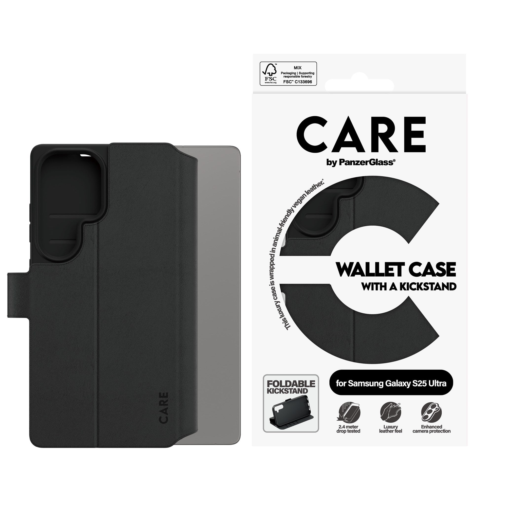 CARE by PanzerGlass® Feature Wallet Case m. Kickstand Samsung Galaxy S25 Ultra